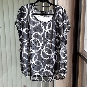 Notations Black & White Blouse, Size 3X